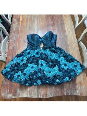 Blush Prom Teal Strapless Teacup Dress Size 12